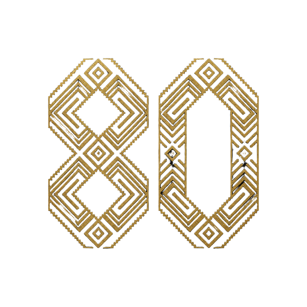 The 80 monogram built from Ethiopian Tibeb weaving geometry